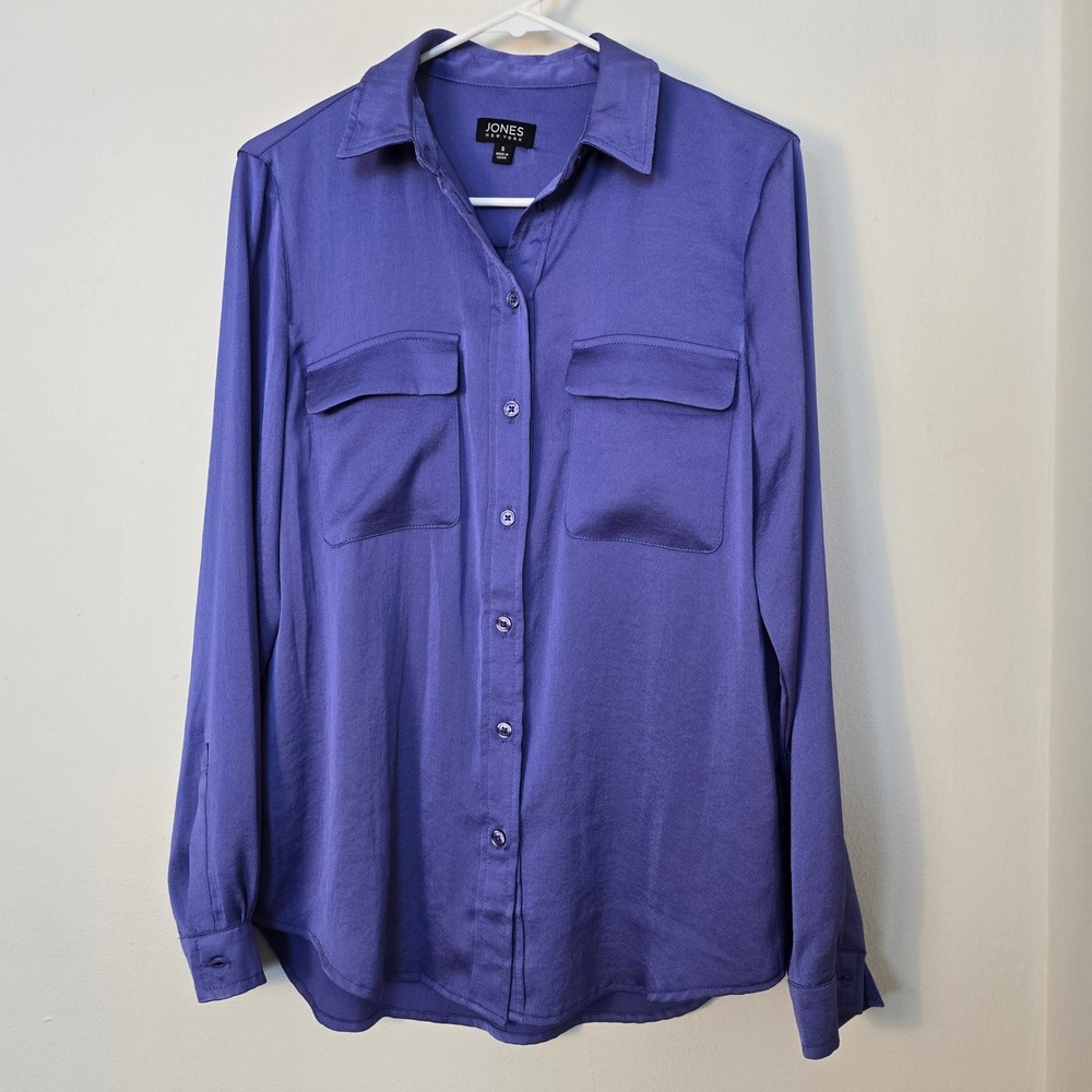 Jones Blouse Womens Small Purple Long Sleeve Button Down Shirt